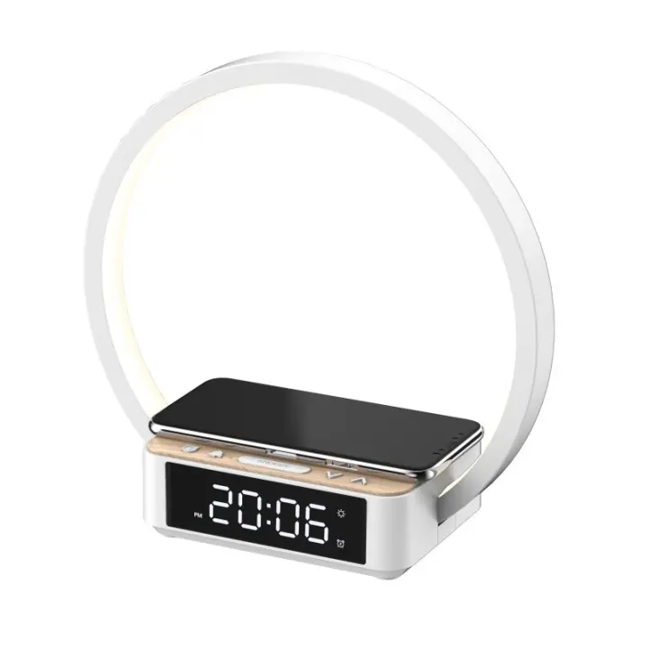 Lámpara de noche de 10 W, luz nocturna para dormitorio con despertador, lámpara táctil con cargador inalámbrico, luz de despertador, lámpara de noche regulable de 3 niveles, regalo de cumpleaños para ella, regalo para mamá, hija, novia - 1