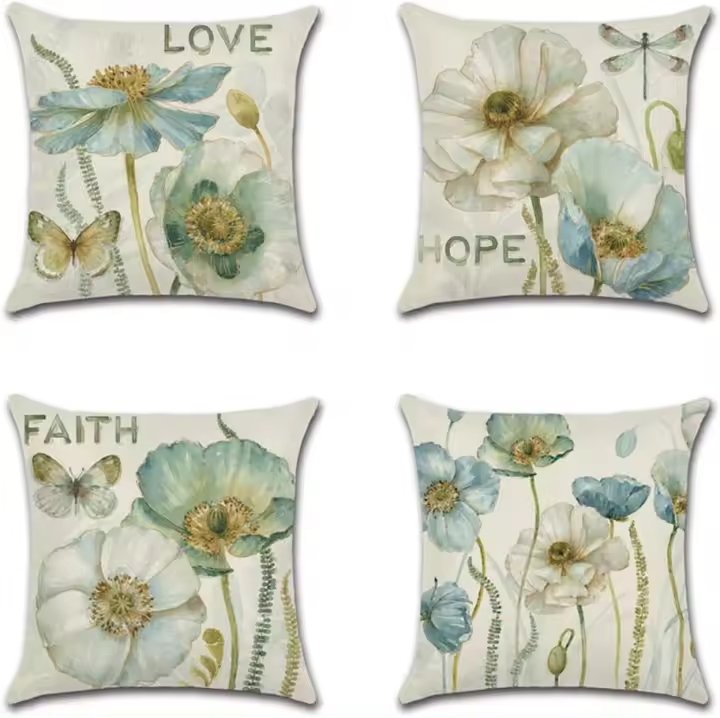 Juego de 4 fundas de juguete Decorativas de 45x45 cm, fundas de almohada impermeable con Flores Amarillas, Perfectas para Banco de Jardín y patio al Aire Libre - 1