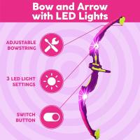 Juego De Tiro Para Niños Con Flechas LED Flash Pink Y Arco Con Almacenamiento En Quiver Cuerda De Caña De Pescar Para Niños Y Niñas - details 2