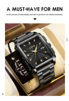 Reloj De Pulsera LIGE Para Hombre Oro Cuadrado Marca Top Lujo Acero Inoxidable Resistente Al Agua Reloj De Cuarzo Con Manecillas Luminosas Y Calendario Completo - details 11