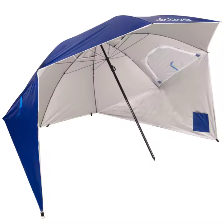AKTIVE, Sombrilla playa grande, 240 cm, Protección UV50, Mástil acero, Regulable en altura, Tejido nailon, Funda transporte, Sombrilla para la playa, Sombrillas grandes, Sombrilla playa grande - 1