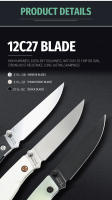 Cuchillo De Sobrevivencia SANRENMU Nueva 311L 12C27 Acero G10 Herramienta Táctica Para Camping Y Caza Plegable De Bolsillo EDC - details 8