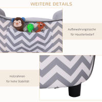 Pawhut Sofá para Mascotas Sofá Acolchado para Perros y Gatos de Madera con Cojín Grueso Patas y Bolsillo de Almacenaje 68,5x40,5x40,5 cm Gris - details 5