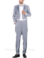 Traje Formal Azul Para Hombre 2024 Con Chaqueta Y Pantalones Doble Botón Estilo Casuál Para Boda Y Ocasiones Elegantes - details 9