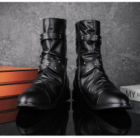 Botas De Motociclista Para Hombre Con Remaches Y Peluche Negro Cuero Genuino Botas De Bicicleta De Invierno Altas Para Exterior Diseñador Botas De Motorista - details 3
