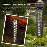 Outsunny Linterna de Jardín de Ratán Sintético Luces Solares Exterior con Luces LED Encendido/Apagado Automático para Terraza Balcón Patio Gris - details 6