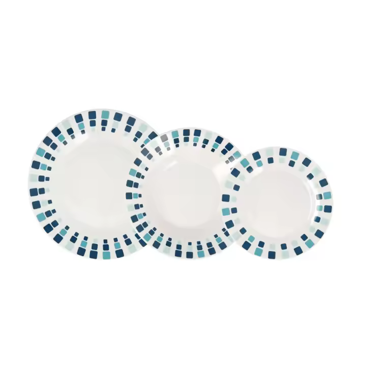 QUID SIMETRIC Vajilla Porcelana 18 PIEZAS - 6 PERSONAS Blanco Brillo Diseñado en España Apilable - 1