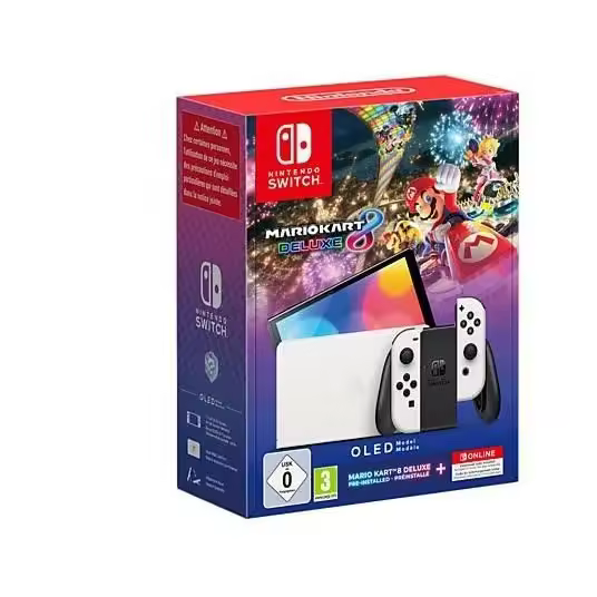 Pack Nintendo Switch OLED Blanca + Mario Kart 8 Deluxe + 12M NSO - 1