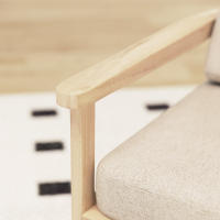 Sillón reclinable Efecto Lino, reposabrazos, patitas de Madera tapizadas, cojines extraíbles, Sillón tapizado para dormitorio, Salón, beige, 62An x 82P X 82Al cm. - details 1
