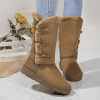 Botas De Nieve Clásicas De Peluche Para Mujer Botines De Piel De Oveja Calientes Invierno Nuevo 2024 Botines De Almohadilla De Poliuretano Suela De Madera Botas De Rodilla Alto Material De Suela De Terciopelo - details 1