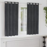 Cortinas Blackout de vidaXL con ojales 2 pcs de terciopelo gris claro - details 0