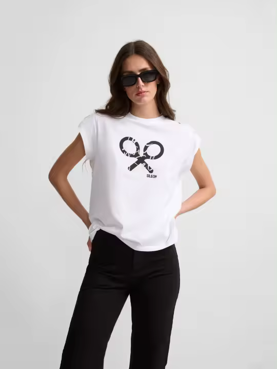 Silbon - Camiseta woman manga roll out blanca - 1