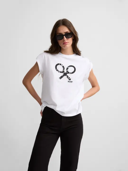 Silbon - Camiseta woman manga roll out blanca - 1