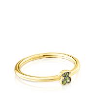 Anillo de Plata Bañado 18K gold with Diseño de Oso-Artesanía Mexicana-Verde Esmeralda - details 1