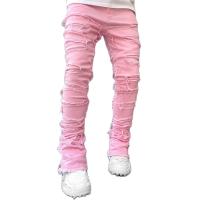 Pantalones De Mezclilla Para Hombre Estilo Hip Hop Callejero Jeans Arrugado Y Destrozado Ajustados Y Rectos Material 100% Algodón - details 9
