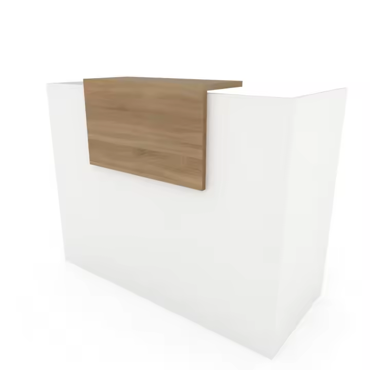 OFICIT Mostrador recepción Basic Low de 120 cm de ancho con sobremostrador en color Olmo. - 1