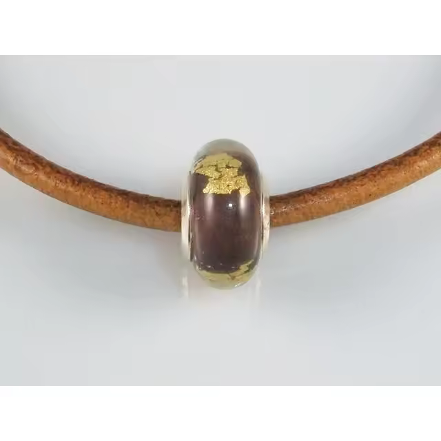 Abalorio De Murano Y Plata De Ley Morado Y Oro - 1