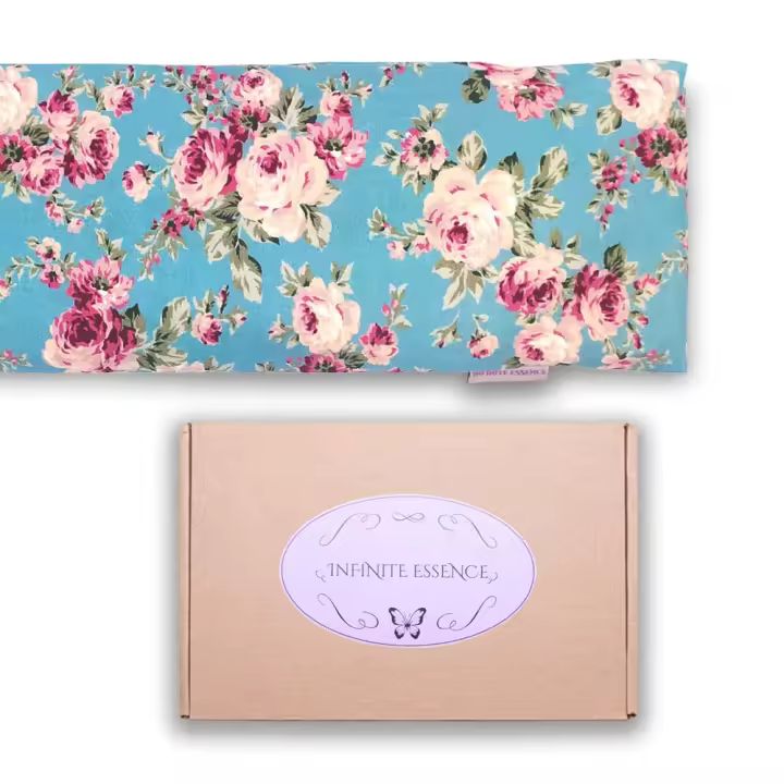 LAMARE Cojín Saco térmico de Semillas de Trigo y Lavanda 48 x 15 cm Funda Lavable 100% algodón - Cojín térmico para cervicales y cólicos para terapias en frío y Calor. (Rosas Turquesa) - 1