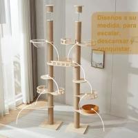 Cature, Torre para Gatos de Lujo, Árbol Rascador con Múltiples Plataformas y Hamaca, Color Beige, 80*40*235~247cm - details 1