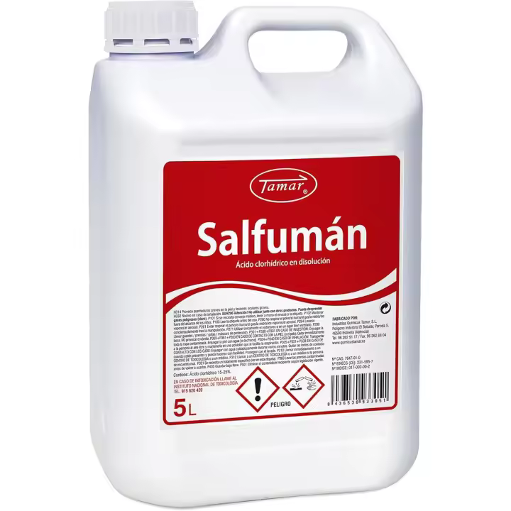 Salfuman Desincrustante 5 Litros. Ácidos de suelos. Elimina restos de cemento, yeso, manchas de óxido. - Tamar - 1
