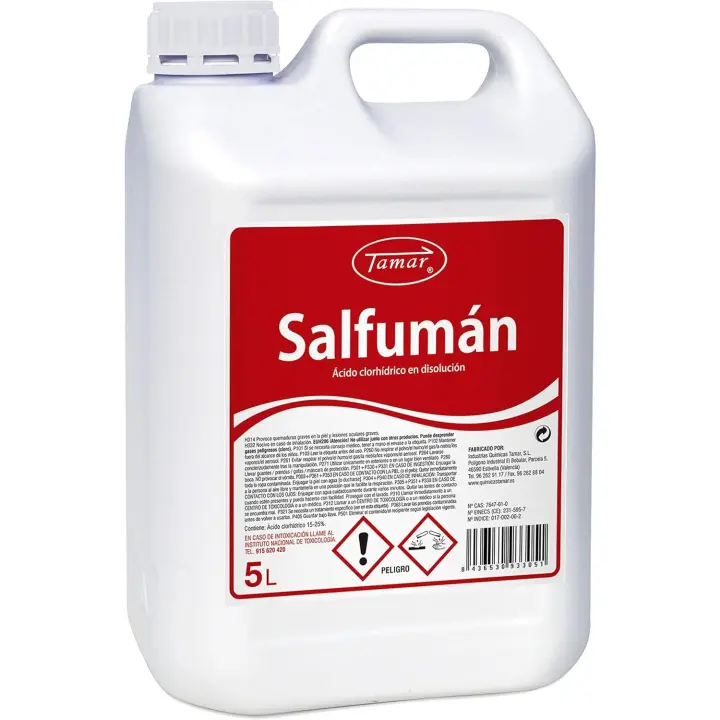 Salfuman Desincrustante 5 Litros. Ácidos de suelos. Elimina restos de cemento, yeso, manchas de óxido. - Tamar - 1