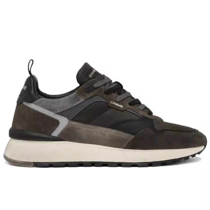 Zapatilla de Hombre Crime Lunar Marron y negra de Piel y Textil Técnico 15600 AA7.80 - 1