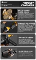Taladro De Ángulo Inalámbrico Eléctrico Electric Goddess 125mm Para Polimorfismo Y Corte Con Batería Compatible Con Dewalt - details 3