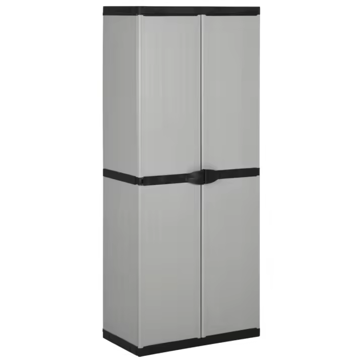 vidaXL Armario de jardín con 3 estantes gris y negro 68x40x168 cm - 1