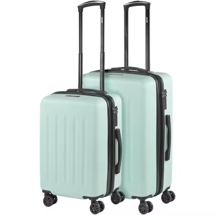 Skpat Juego 2 Maletas Verde Mint Lisboa: Mediana + Cabina Extensibles - ABS Antirayaduras - 4 Ruedas Dobles - Candado TSA - 3 Años Garantía - 1