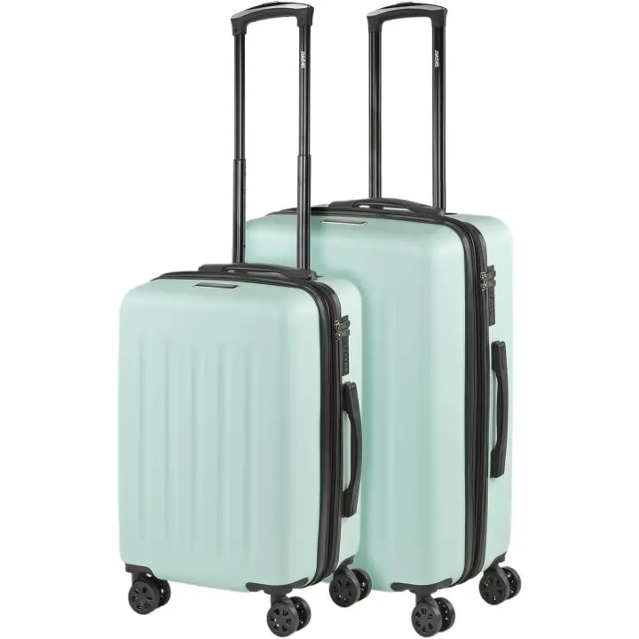 Skpat Juego 2 Maletas Verde Mint Lisboa: Mediana + Cabina Extensibles - ABS Antirayaduras - 4 Ruedas Dobles - Candado TSA - 3 Años Garantía - 1