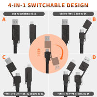 Llavero De Carga Rápida 100W 4-en-1 Tipo-C Portátil Para iPhone Samsung Con Cable De Datos 27W Llavero Explosivo - details 2