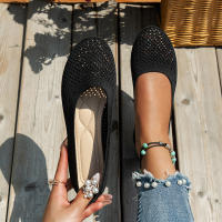 Zapatos Planos De Mujer Con Punta Redonda Y Color Sólido Zapatos Slip-on Transpirables Para Baile Casual Loafers De Tela De Algodón - details 7