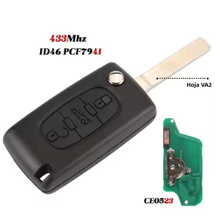 Llave De Repuesto Jingyuqin 433Mhz FSK Para Peugeot 207 307 407 208 308 408 607 CITROEN C1 C2 C3 C4 C5 Berlingo Picasso CE0523 Ce0536 ABS Metal Placa De Circuito - 1