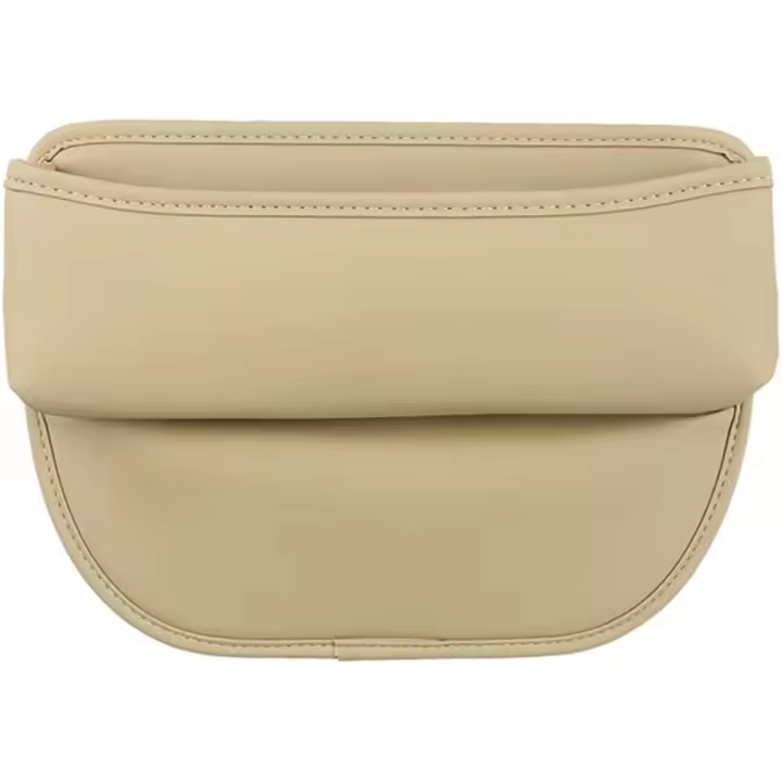 Organizador de espacio para asiento de coche, compartimento lateral para teléfono móvil, Tarjetas, Llaves y Gafas de Sol (beige) - 1