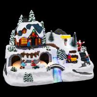 XOCOTŌ® Pueblo de navidad "Chefchaouen"  Escena navideña luminosa con niños jugando delante de la casa de Papá-Noel  37.5x21.5x25.5 cm - details 0