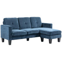 HOMCOM Sofá Esquinero Sofá en Forma de L Tapizado en Poliéster Sofá Chaise Longue Reversible con 3 Cojines para Salón Carga 180 kg 186x130x84 cm - details 1