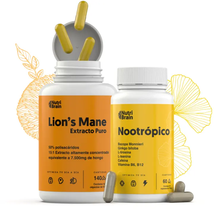 Potencia Cognitiva y Claridad Mental l Melena de León Pura 15:1 Ultraconcentrada 50% Largo Plazo: Memoria, Concentración y Salud Cerebral.  Nootrópico Natural (60 Cápsulas) para energía, concentración y agilidad mental. - 1