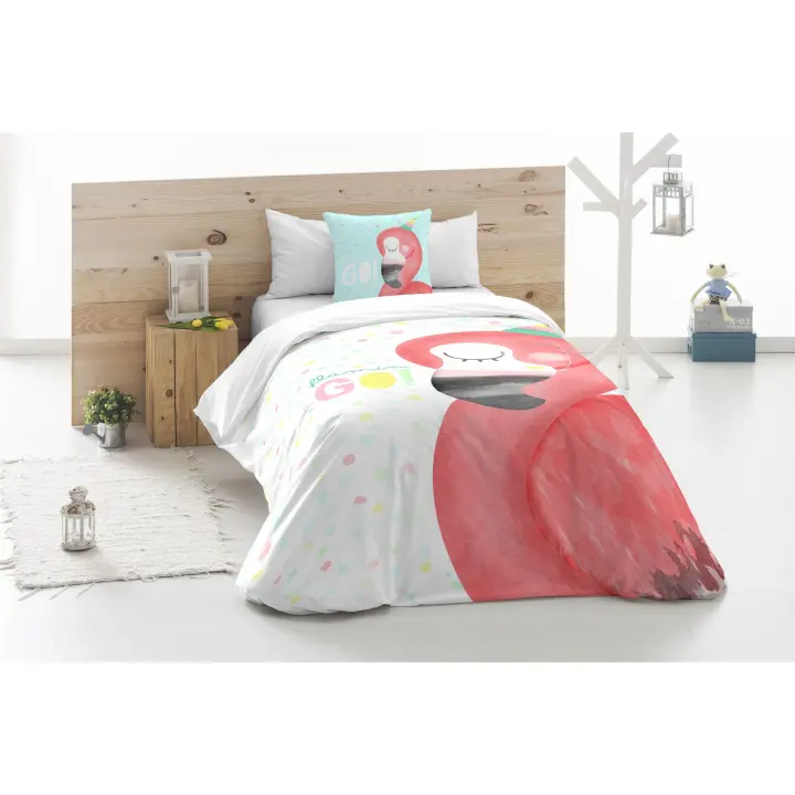 BOHEME - Funda nórdica Infantil Flamin-Go 140X200, 100% algodón. Incluye funda de almohada - 1