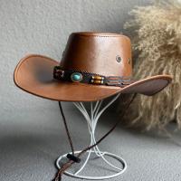 Sombrero De Vaquero Vintage De Cuero Sintético Para Mujeres Y Hombres Sombrero De Paja Panama Para Mujeres Sombrero De Jazz Cowgirl Hombre - details 5