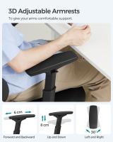 Silla de oficina ergonómica de malla, soporte lumbar, reposacabezas ajustable, respaldo transpirable, carga 120 kg - details 3