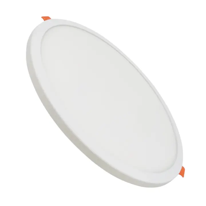 FACTORLED PLACA DOWNLIGHT LED REDONDO EXTRAPLANO AJUSTABLE 20W OSRAM, LAMPARA CIRCULAR SLIM EMPOTRABLE TECHO MARCO BLANCO, 2000LM GRAN LUMINOSIDAD, LUZ BLANCA 3000K-4000K-5700K, CORTE AJUSTABLE 50-205MM - 1