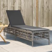 vidaXL Tumbona con cojín ratán sintético en color Marrón/Gris claro/Negro y más | acolchados duraderos para sofás de jardín terraza exterior - details 3