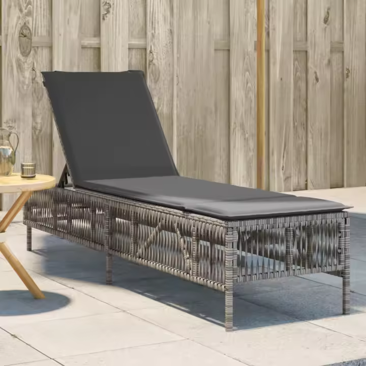 vidaXL Tumbona con cojín ratán sintético en color Marrón/Gris claro/Negro y más | acolchados duraderos para sofás de jardín terraza exterior - 1