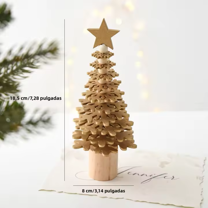 Adorno Navideño De Madera En Forma De Copina Con 10 Capas Miniárea De Árbol De Navidad Decoración De Fiesta Y Hogar - 1
