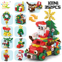 Bloques De Construcción Navideños HUIQIBAO Reindeer Santa Claus Y Casa De Nieve Con Árbol De Navidad Juguete Para Niños Regalo Compatible Con Bloques Lego - details 9