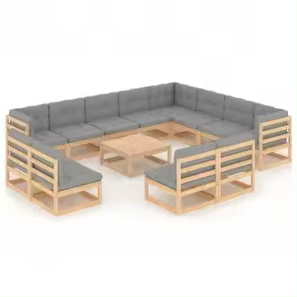 VIDAXL 3076949 conjunto de muebles exteriores fabricados en madera maciza de pino con cojines color gris vida xl - 1