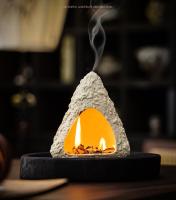 Quemador ceremonial de cerámica: para palo santo, salvia blanca y hierbas. Diseño mini chimenea, decoración de mesa. - details 0