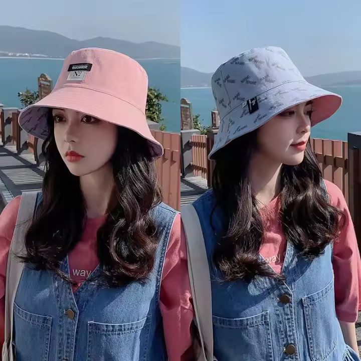 Sombrero De Pescador Panamá Para Mujer Estilo Casual Protección Solar Estampado De Moda Doble Cara Amplia Sombrilla Plegable Para Viajes Al Playa Y Exterior - 1