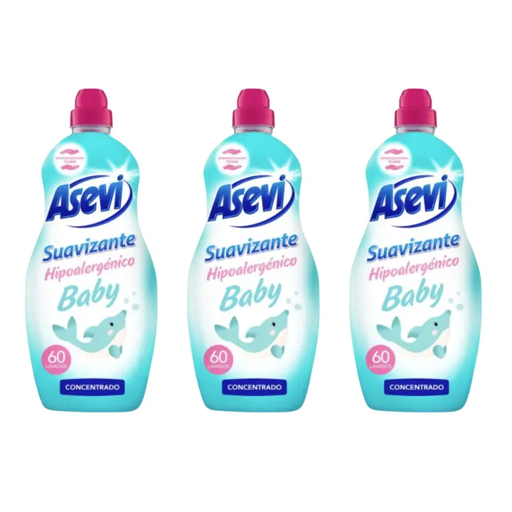 Asevi  - Pack 3 botellas Suavizante Hipoalergénico Baby - Extra Suavidad y Frescura - 1