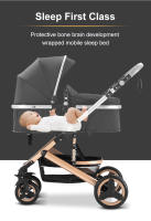 YAZOCO - Cochecito de bebé plegable con marco de aluminio, carrito de lujo 3 en 1, coche alto para recién nacidos con gran espacio cómodo - details 19